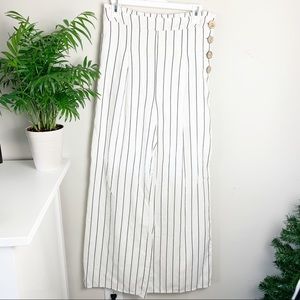 Haute Monde White and Black Striped Wide Leg Pants